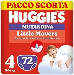 HUGGIES - Pannolini Little Movers Mutandina Taglia 4 (9-14 Kg) Pacco Scorta da 72 Pezzi
