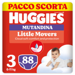 HUGGIES - Pannolini Little Movers Mutandina Taglia 3 (6-11 Kg) - Pacco Scorta da 88 Pezzi