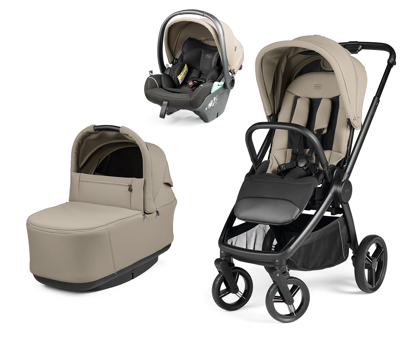 PEG PEREGO - Trio City Loop Pro Vanilla Blend con Navicella Pop Up e Seggiolino Auto Lounge