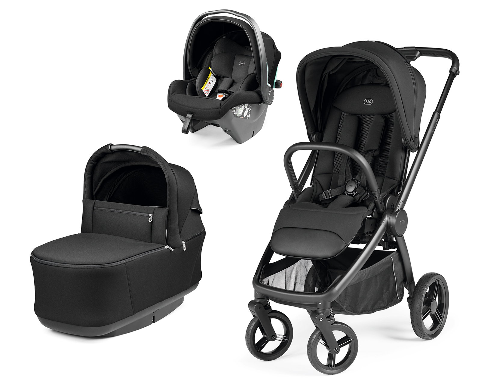 PEG PEREGO - Trio City Loop Pro True Black con Navicella Pop Up e Seggiolino Auto Slk