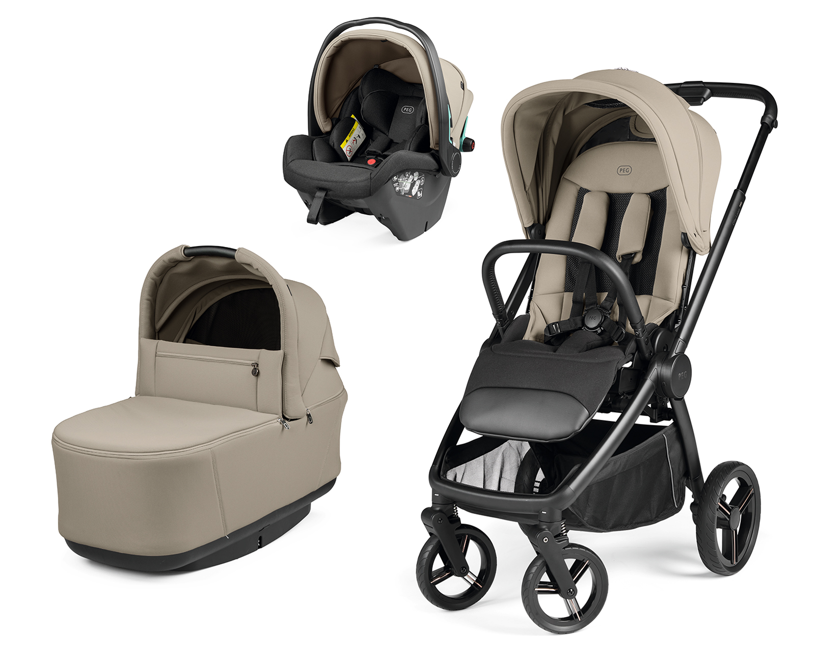 PEG PEREGO - Trio City Loop Pro Vanilla Blend con Navicella Pop Up e Seggiolino Auto Slk
