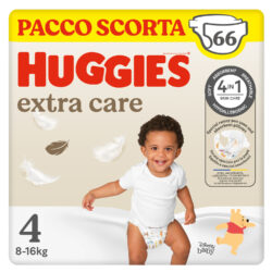 HUGGIES - Pannolini Extra Care Taglia 4 (8-16 Kg) Pacco Scorta da 66 Pezzi