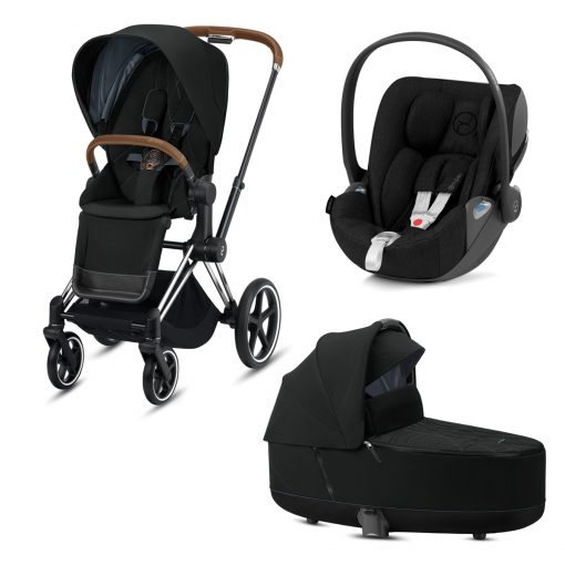 CYBEX PLATINUM – Trio ePRIAM – Telaio Chrome Brown – Ovetto Deep Black Plus