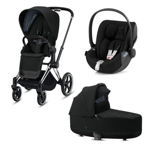 CYBEX PLATINUM – Trio ePRIAM – Telaio Chrome Black – Ovetto Deep Black Plus