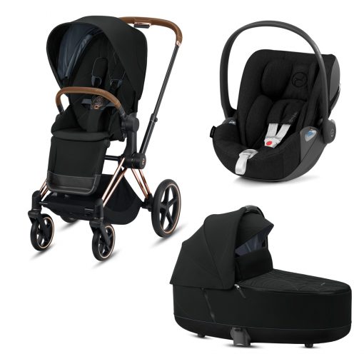 CYBEX PLATINUM – Trio ePRIAM – Telaio Rosegold – Ovetto Deep Black Plus