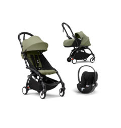 STOKKE - Trio YOYO³ Olive Con Kit per neonati 0+, Seggiolino Auto Cloud - T e Telaio Nero