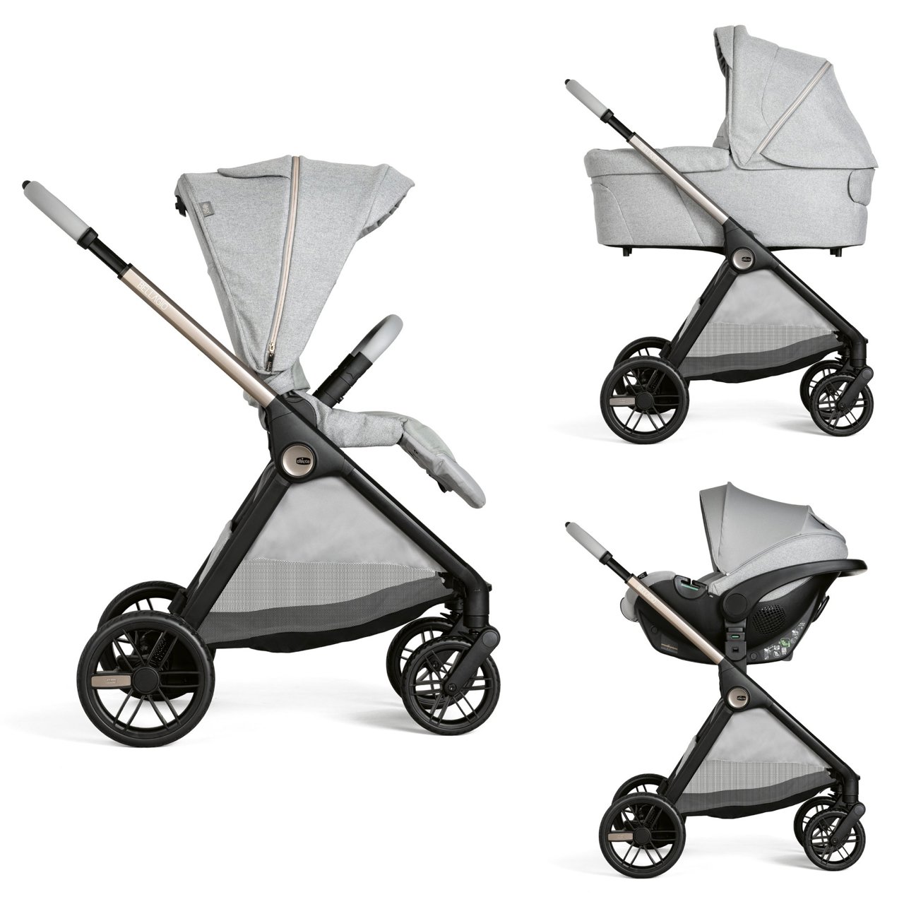 CHICCO - Trio Bellagio Lunar Rock Con Seggiolino Auto First Recline