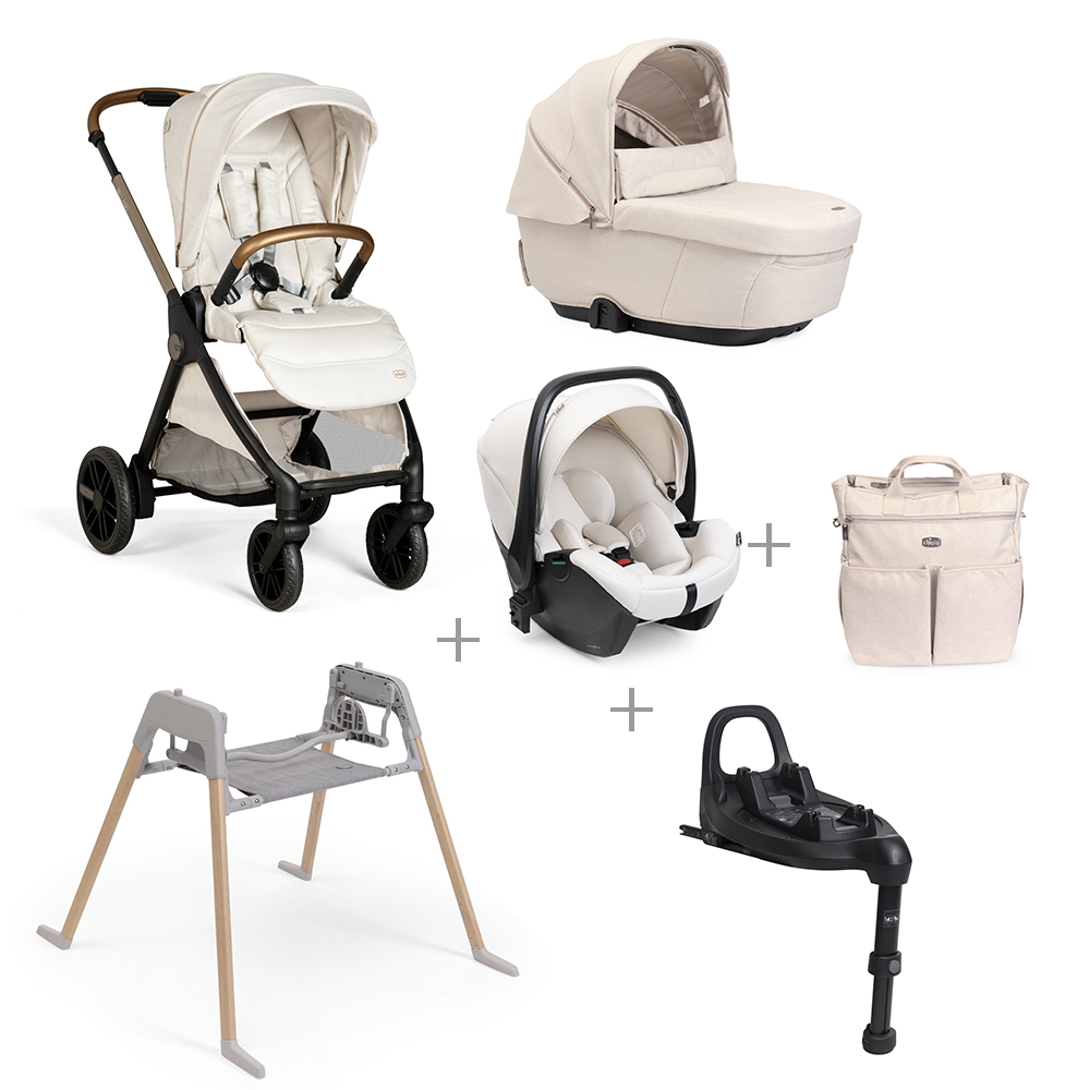 CHICCO - Trio Bellagio Amber Glow Con Seggiolino Auto Kory Plus + Base Auto + Borsa + Stand Lullaglide