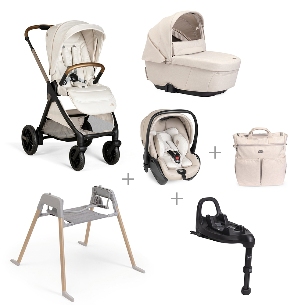 CHICCO - Trio Bellagio Amber Glow Con Seggiolino Auto First Recline + Base Auto + Borsa + Stand Lullaglide