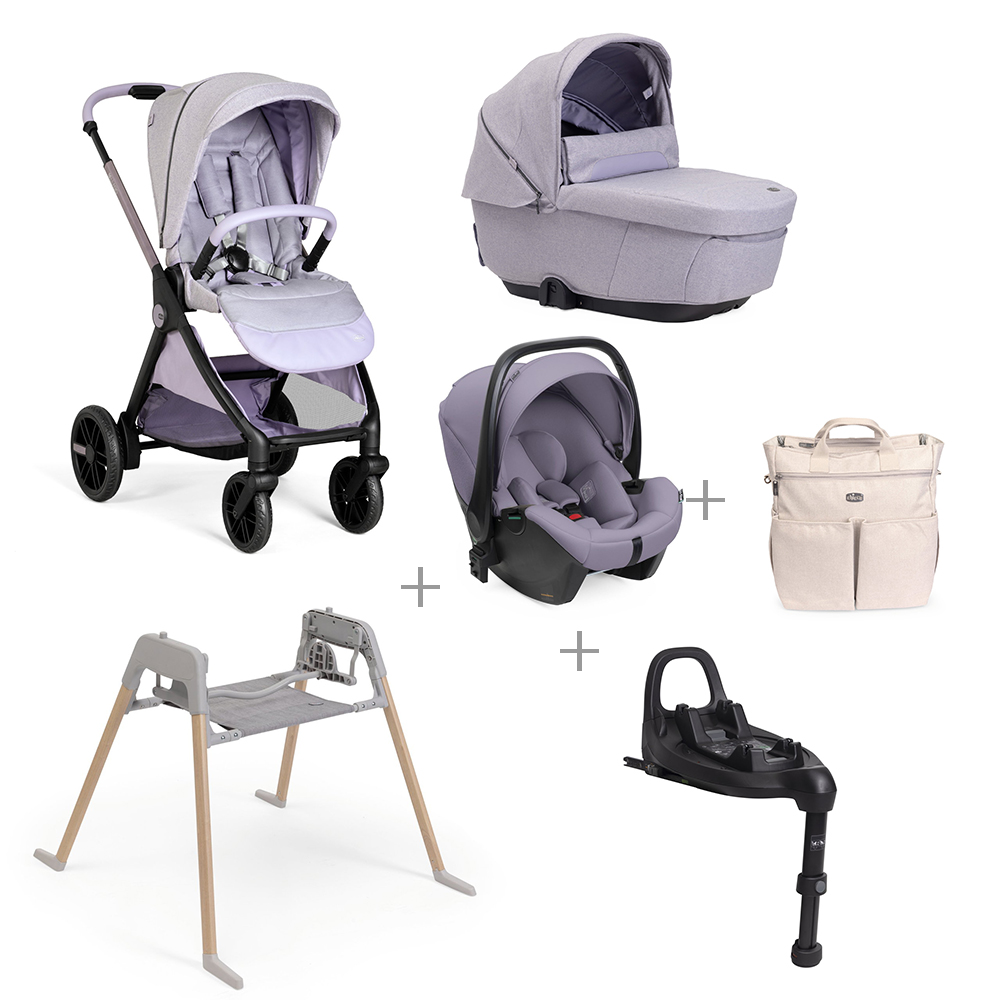 CHICCO - Trio Bellagio Lavander Glaze Con Seggiolino Auto Kory Plus + Base Auto + Borsa + Stand Lullaglide