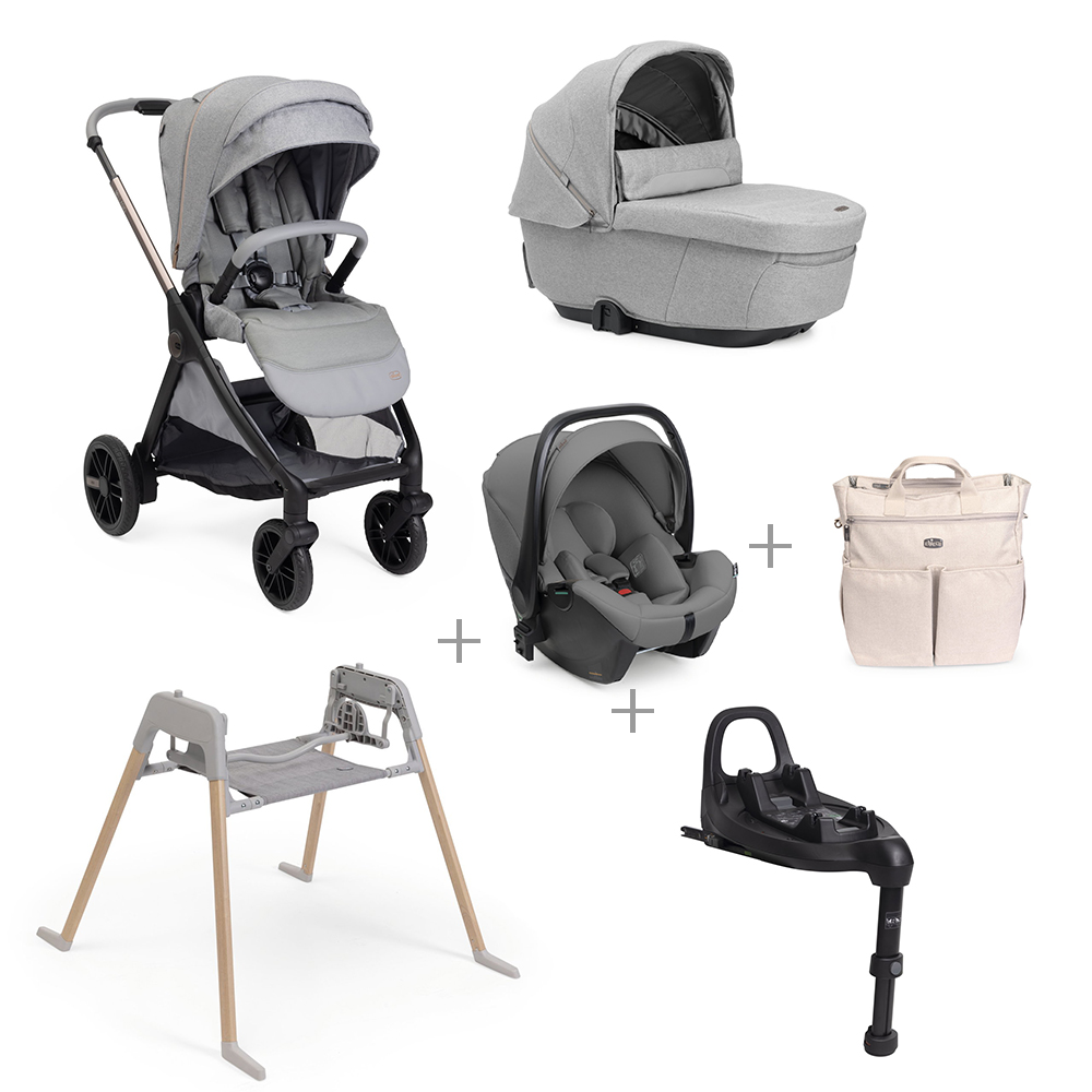 CHICCO - Trio Bellagio Lunar Rock Con Seggiolino Auto Kory Plus + Base Auto + Borsa + Stand Lullaglide