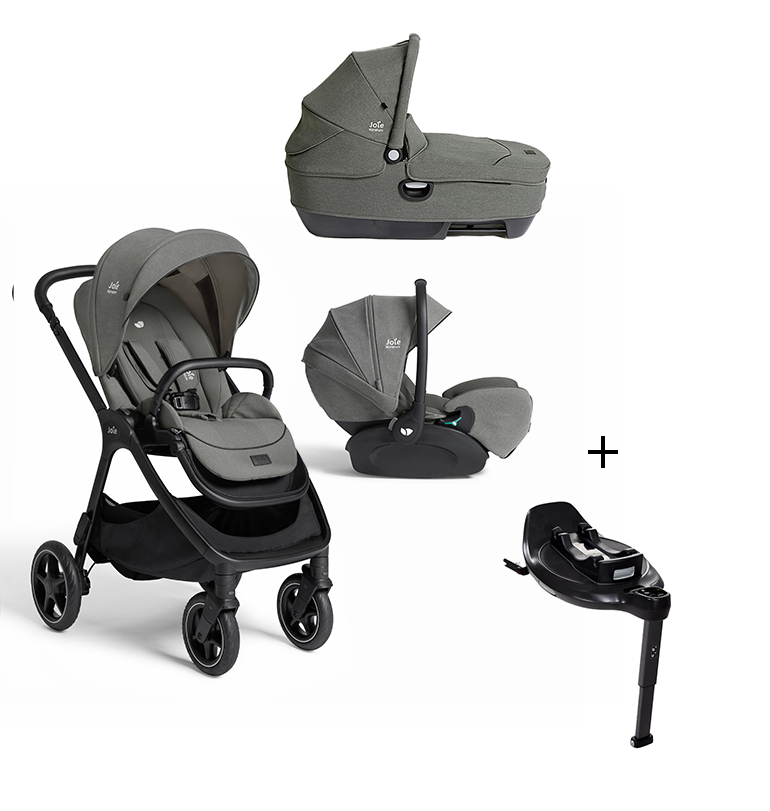 JOIE- Trio Finiti Evergreen Con Navicella Calmi e Seggiolino Auto i-Level Pro + BASE
