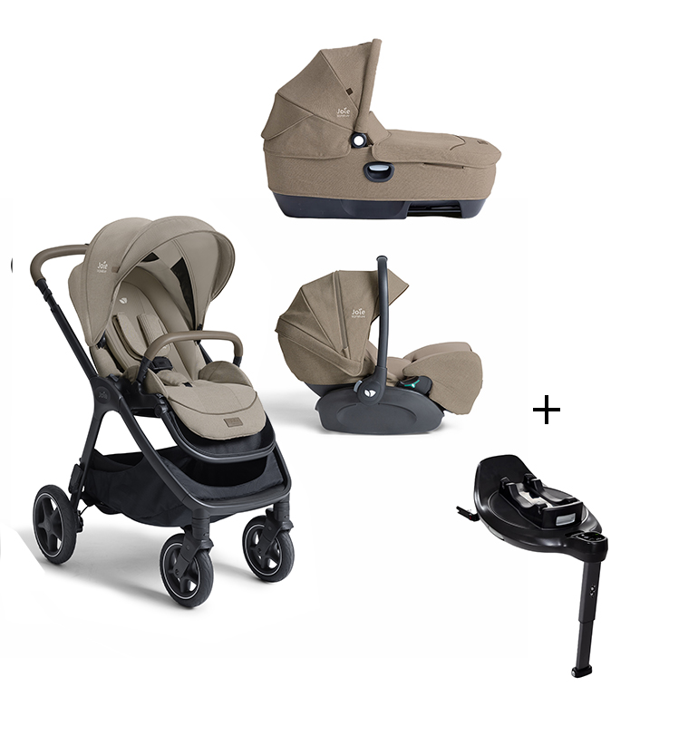 JOIE- Trio Finiti Sandstone Con Navicella Calmi e Seggiolino Auto i-Level Pro + BASE