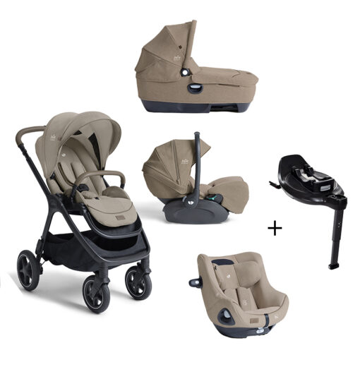JOIE- Trio Finiti Sandstone Con Navicella Calmi e Seggiolino Auto i-Level Pro + Segg. I – Harbour E e BASE