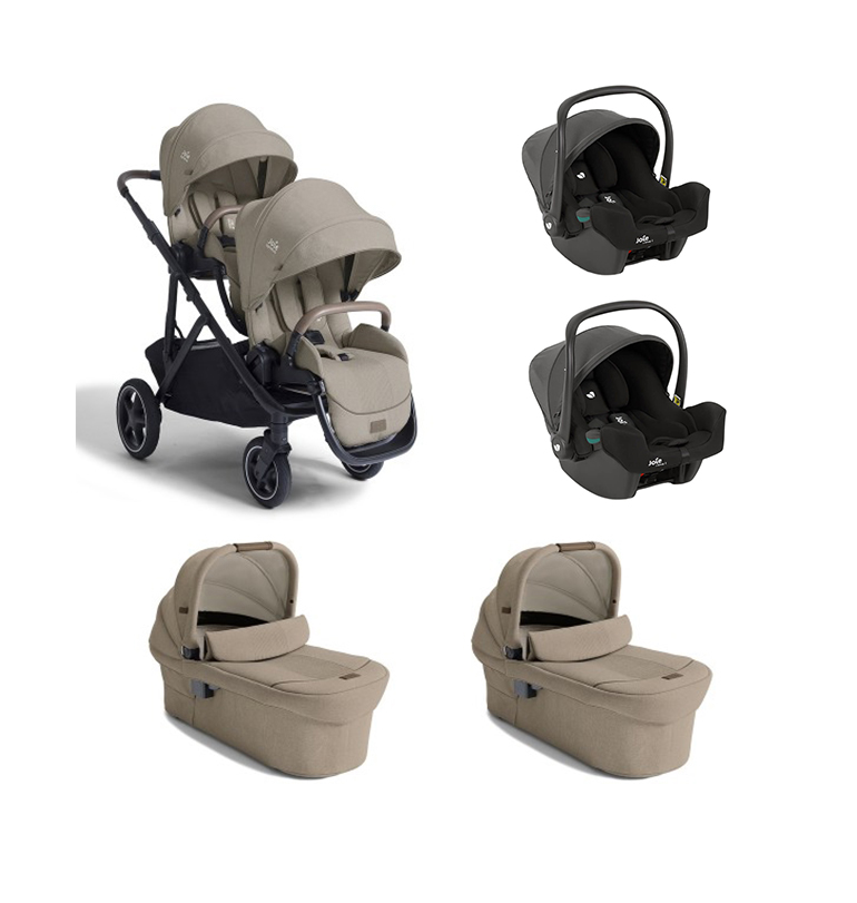 JOIE - Trio Gemellare/Fratellare Versiti Sandstone Con Navicella Ramble XL E Seggiolino Auto i - Snug 2