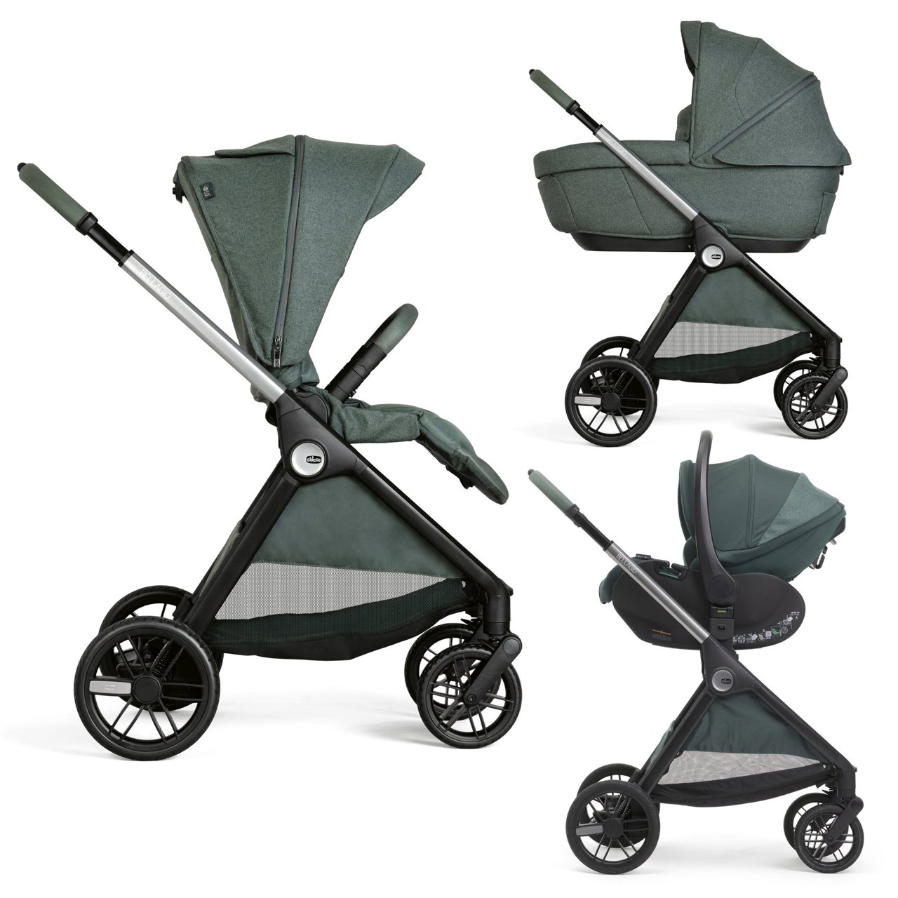 CHICCO - Trio Bellagio Fir Tree Con Seggiolino Auto First Recline