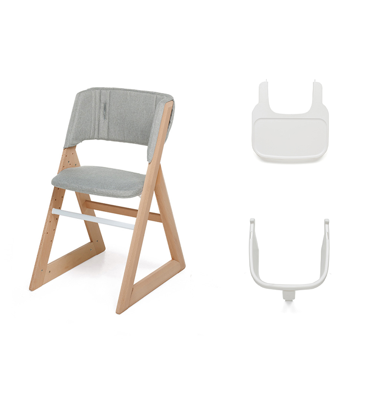 FOPPAPEDRETTI – Sedia Evolutiva Stile e Imbottito Special Gray Melange + Protezione e Vassoio