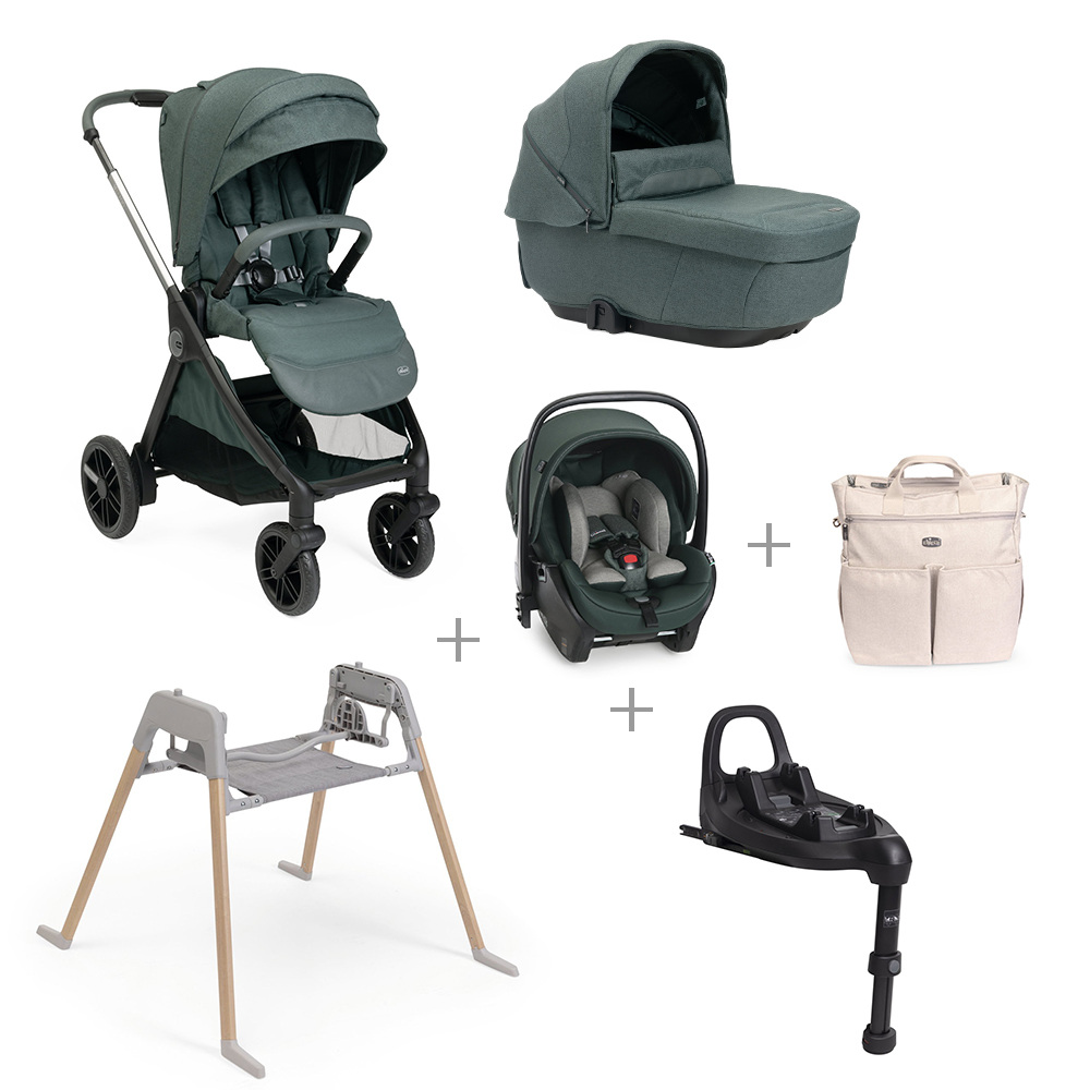CHICCO - Trio Bellagio Fir Tree Con Seggiolino Auto First Recline + Base Auto + Borsa + Stand Lullaglide
