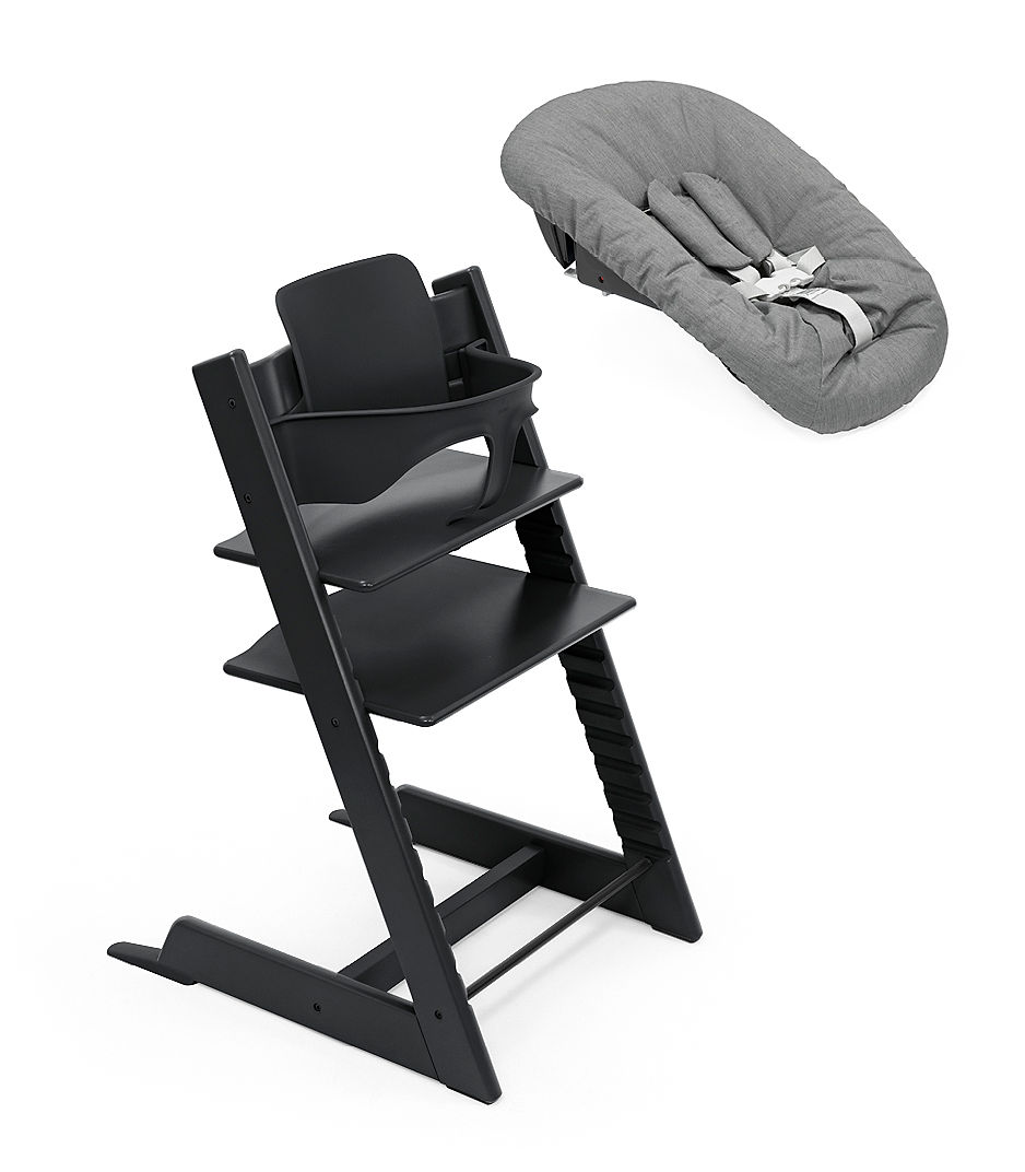 STOKKE - Seggiolone Tripp Trapp Nero+ Baby Set e Newborn