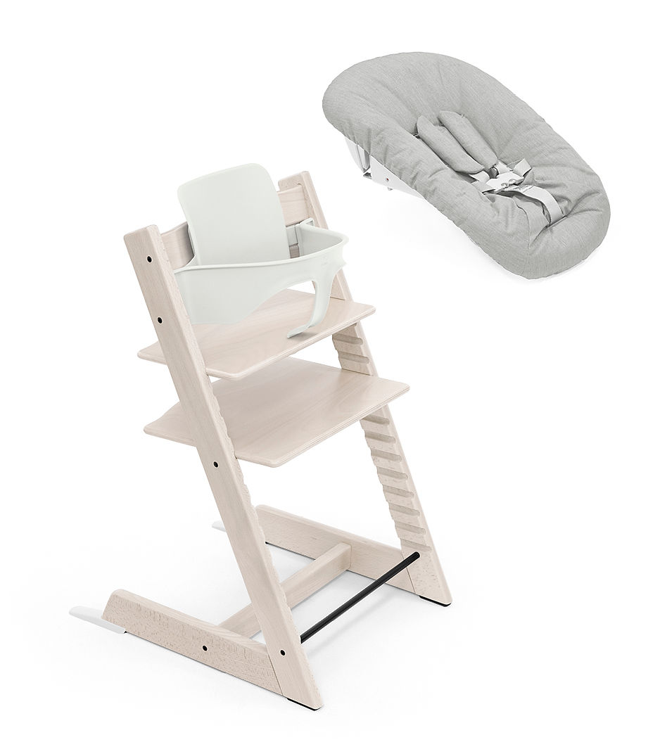 STOKKE - Seggiolone Tripp Trapp Sbiancato Calce + Baby Set e Newborn
