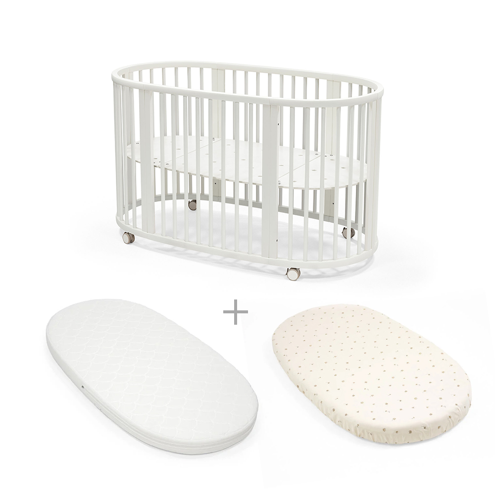 STOKKE - Pack Lettino Sleepi V3 White con Materasso e Lenzuolo