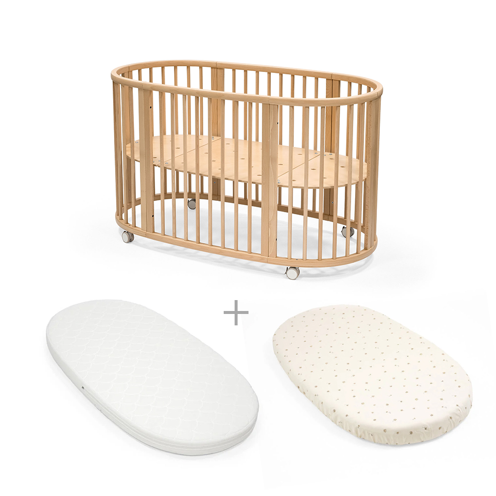 STOKKE - Pack Lettino Sleepi V3 Natural con Materasso e Lenzuolo