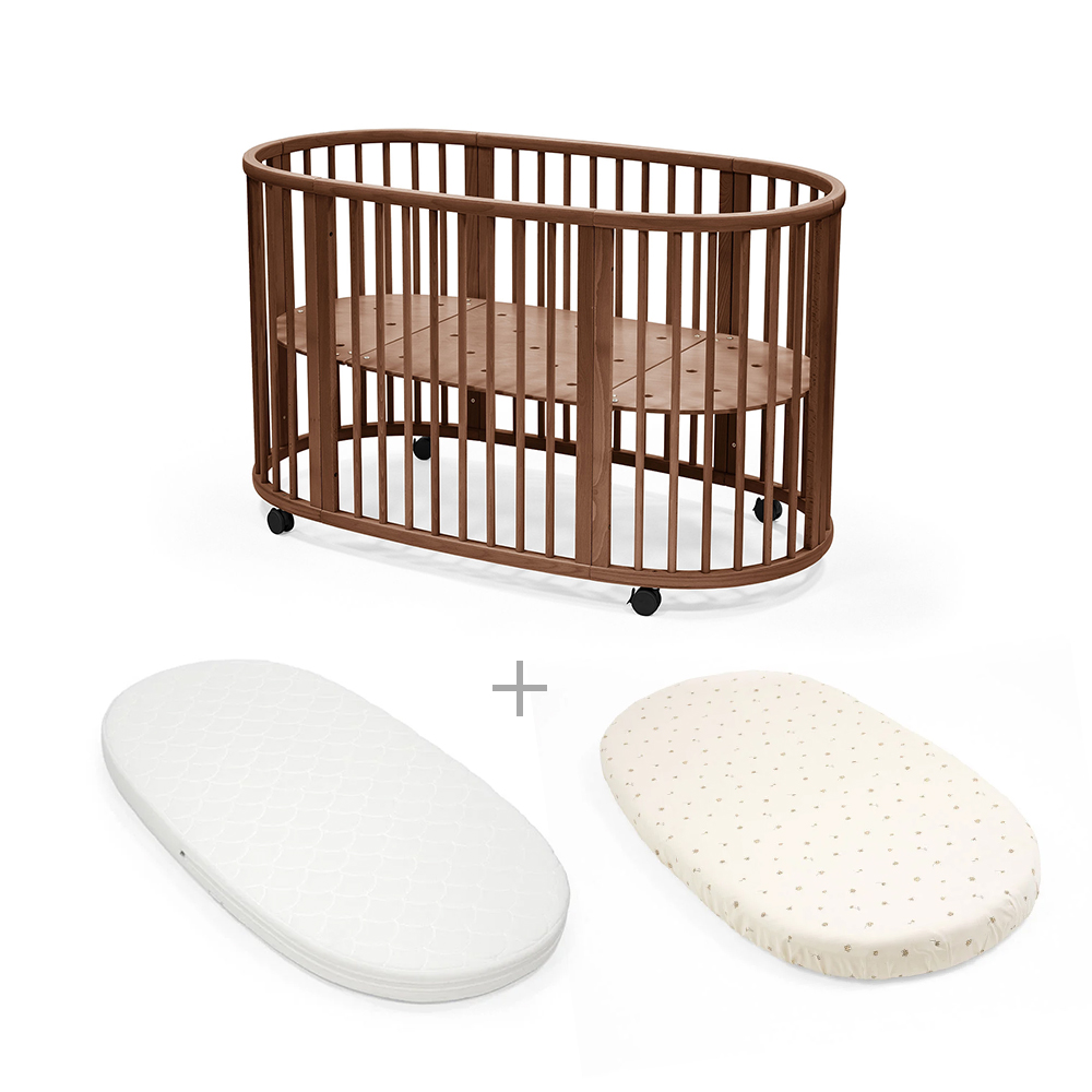 STOKKE – Pack Lettino Sleepi V3 Warm Brown con Materasso e Lenzuolo