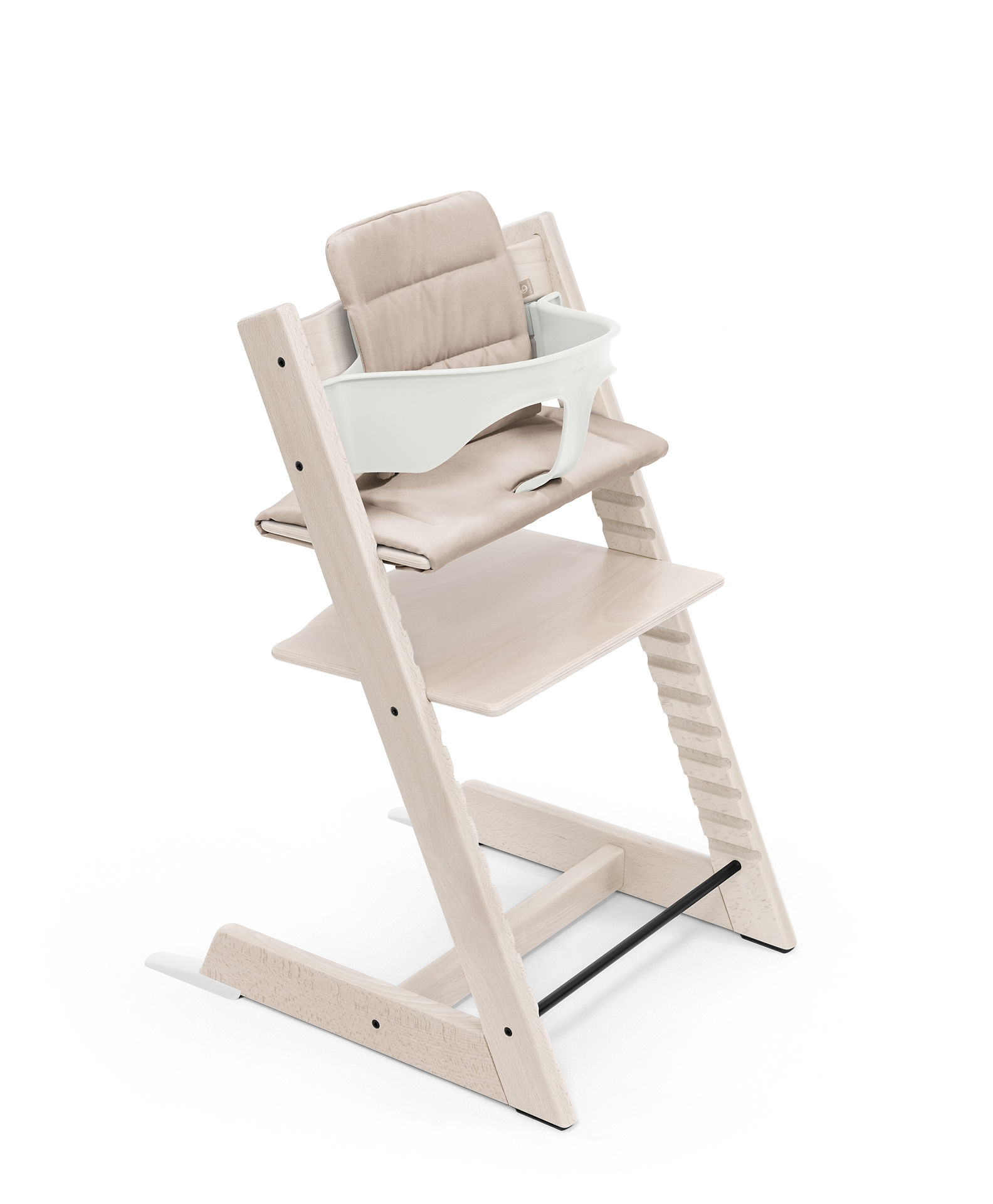 STOKKE - Seggiolone Tripp Trapp Sbiancato Calce + Baby Set e Cuscino