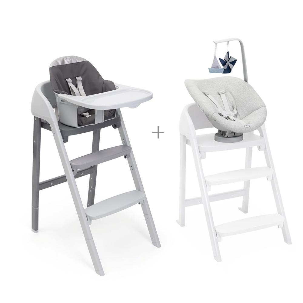 CHICCO - Sedia Evolutiva Crescendo Up Steel Cloud Re Lux + Sdraietta Recliner