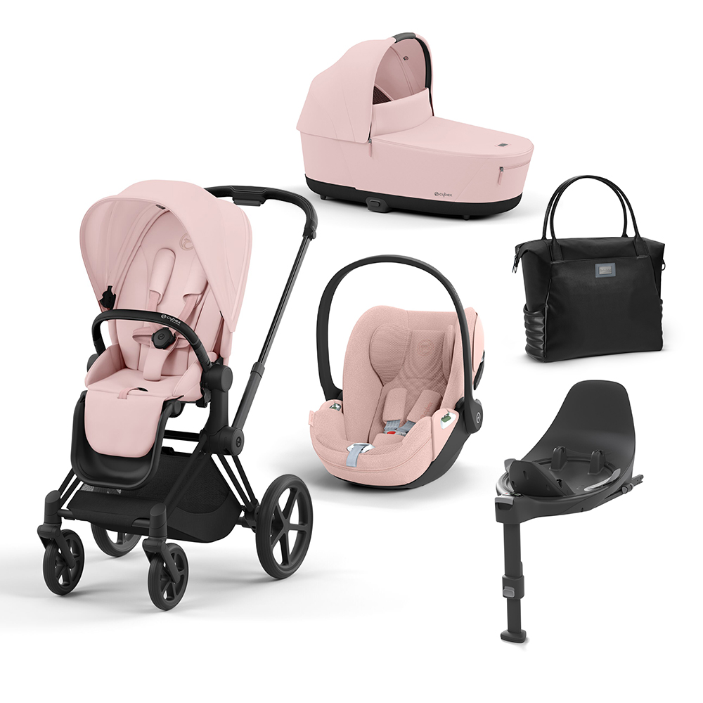 CYBEX PLATINUM – Trio Priam Peach Pink con Telaio Matt Black e Base T + Borsa (OMAGGIO)