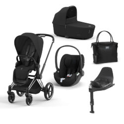 CYBEX PLATINUM - Trio Priam Sepia Black Con Telaio Chrome Black e Base T + Borsa (OMAGGIO)