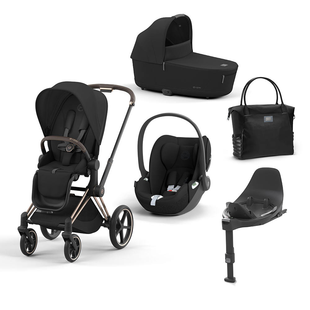 CYBEX PLATINUM - Trio Priam Sepia Black con Telaio Rosegold e Base T + Borsa (OMAGGIO)