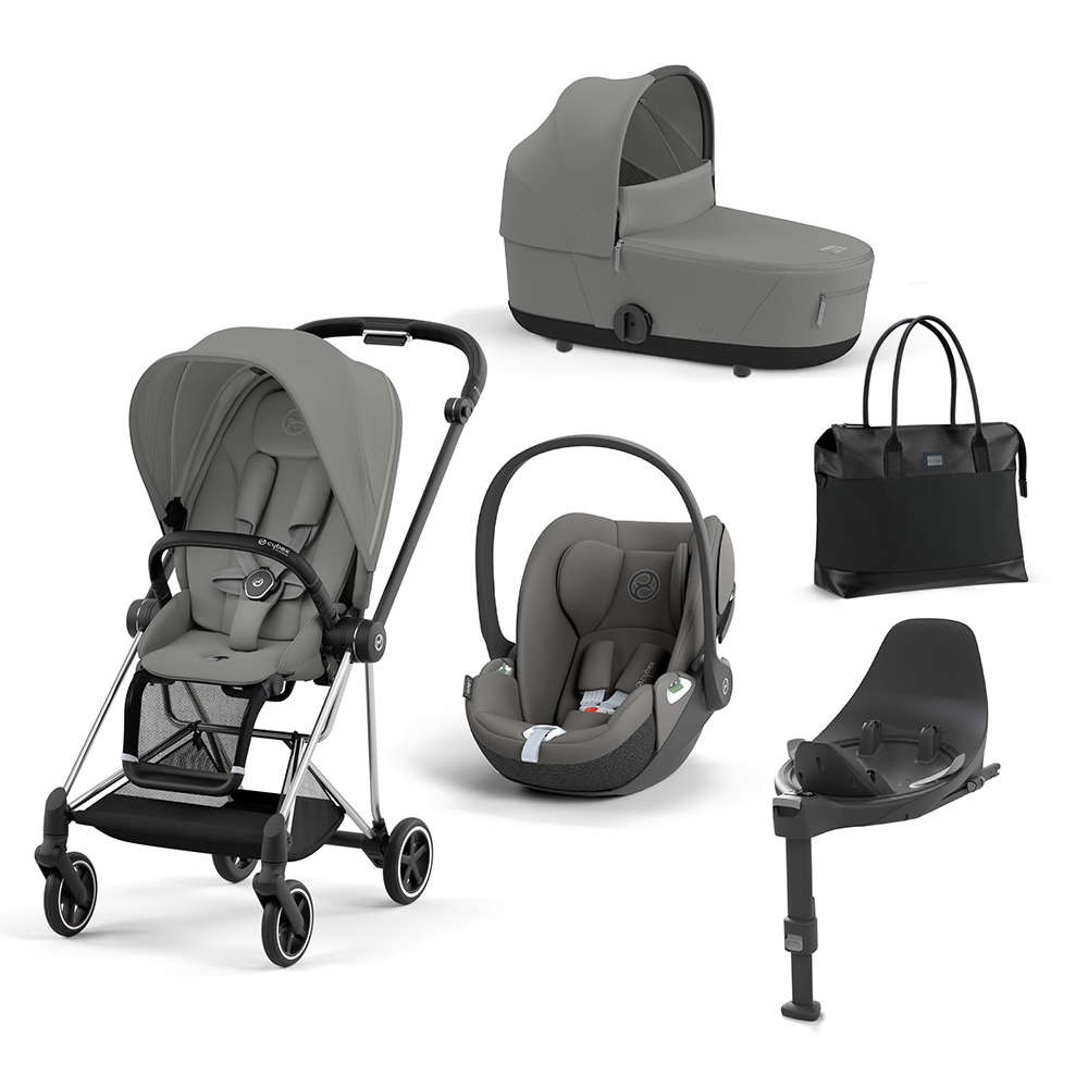 CYBEX PLATINUM - Trio Mios Mirage Grey con Telaio Chrome Black e Base T + Borsa (OMAGGIO)