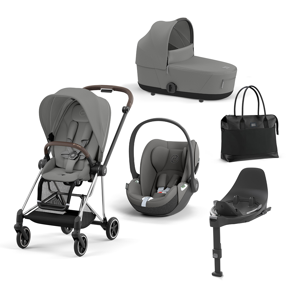 CYBEX PLATINUM - Trio Mios Mirage Grey con Telaio Chrome Brown e Base T + Borsa (OMAGGIO)