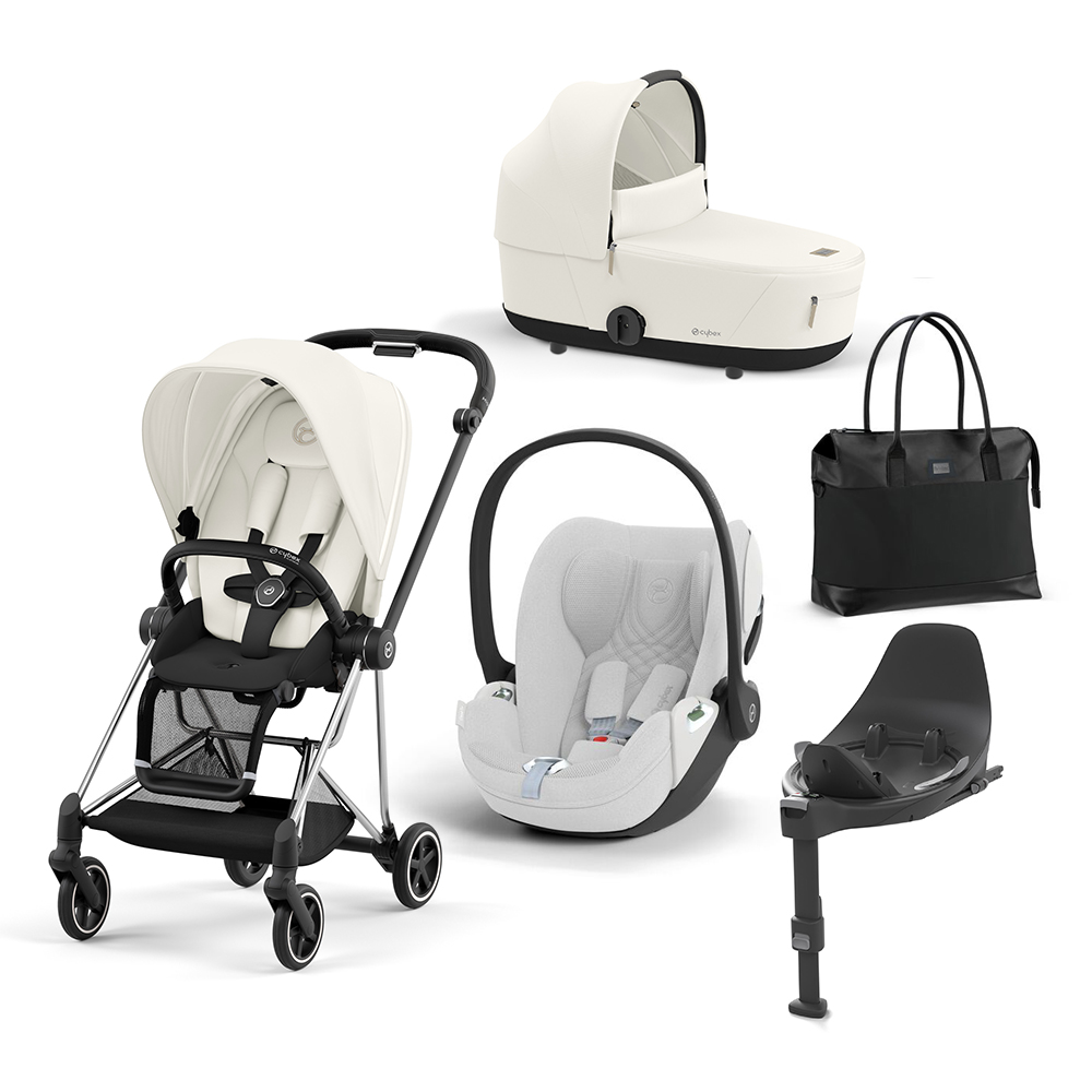 CYBEX PLATINUM - Trio Mios Off White con Telaio Chrome Black e Base T + Borsa (OMAGGIO)