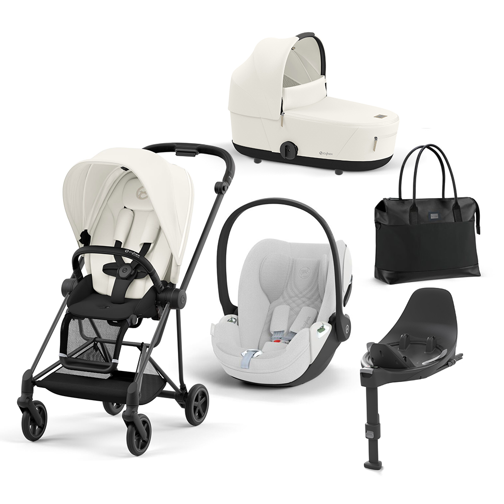 CYBEX PLATINUM - Trio Mios Off White con Telaio Matt Black e Base T + Borsa (OMAGGIO)