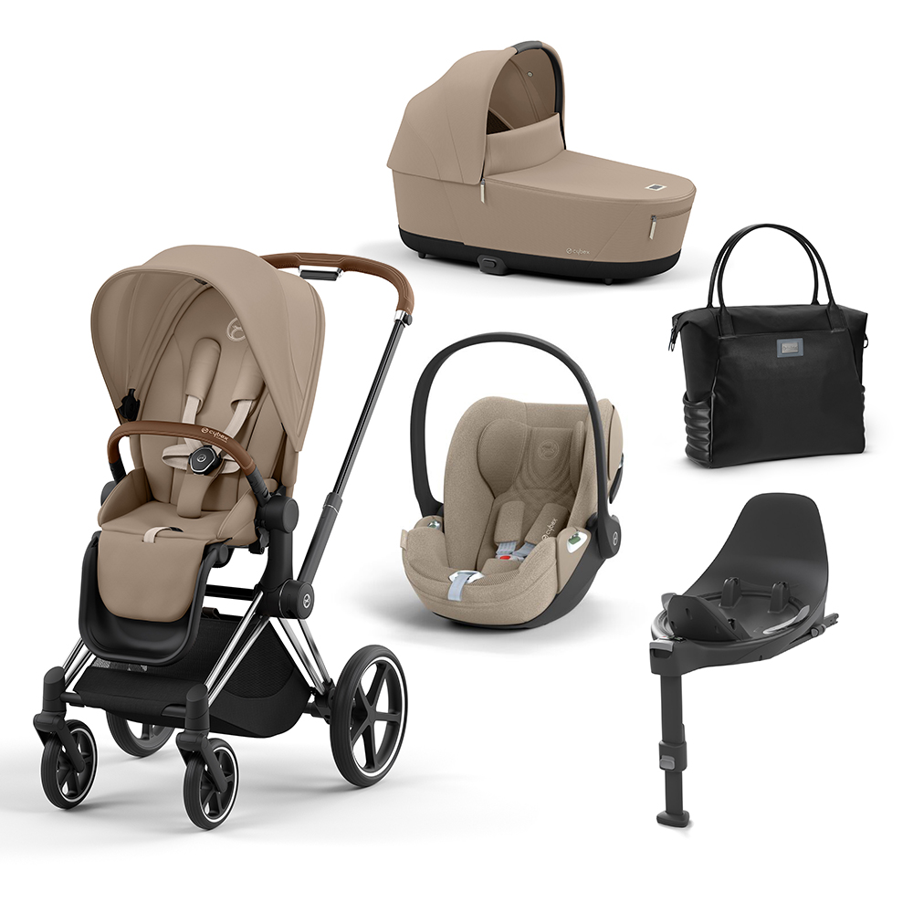CYBEX PLATINUM - Trio Priam Cozy Beige con Telaio Chrome Brown e Base T + Borsa (OMAGGIO)