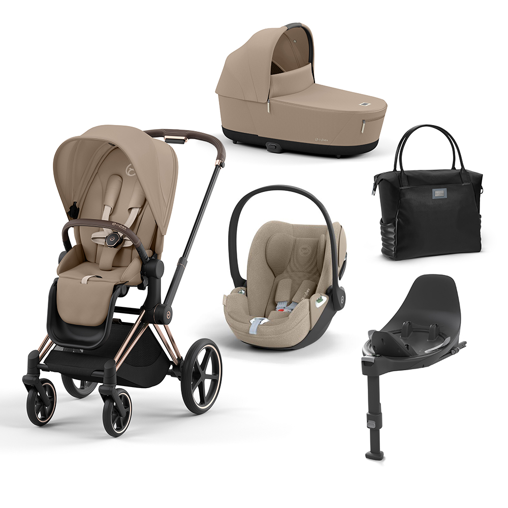 CYBEX PLATINUM - Trio Priam Cozy Beige con Telaio Rosegold e Base T + Borsa (OMAGGIO)