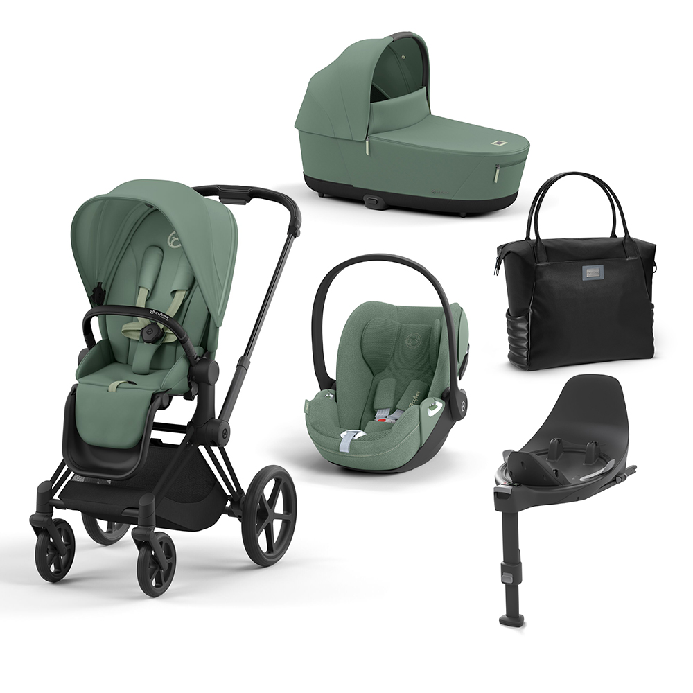 CYBEX PLATINUM - Trio Priam Leaf Green con Telaio Matt Black e Base T + Borsa (OMAGGIO)