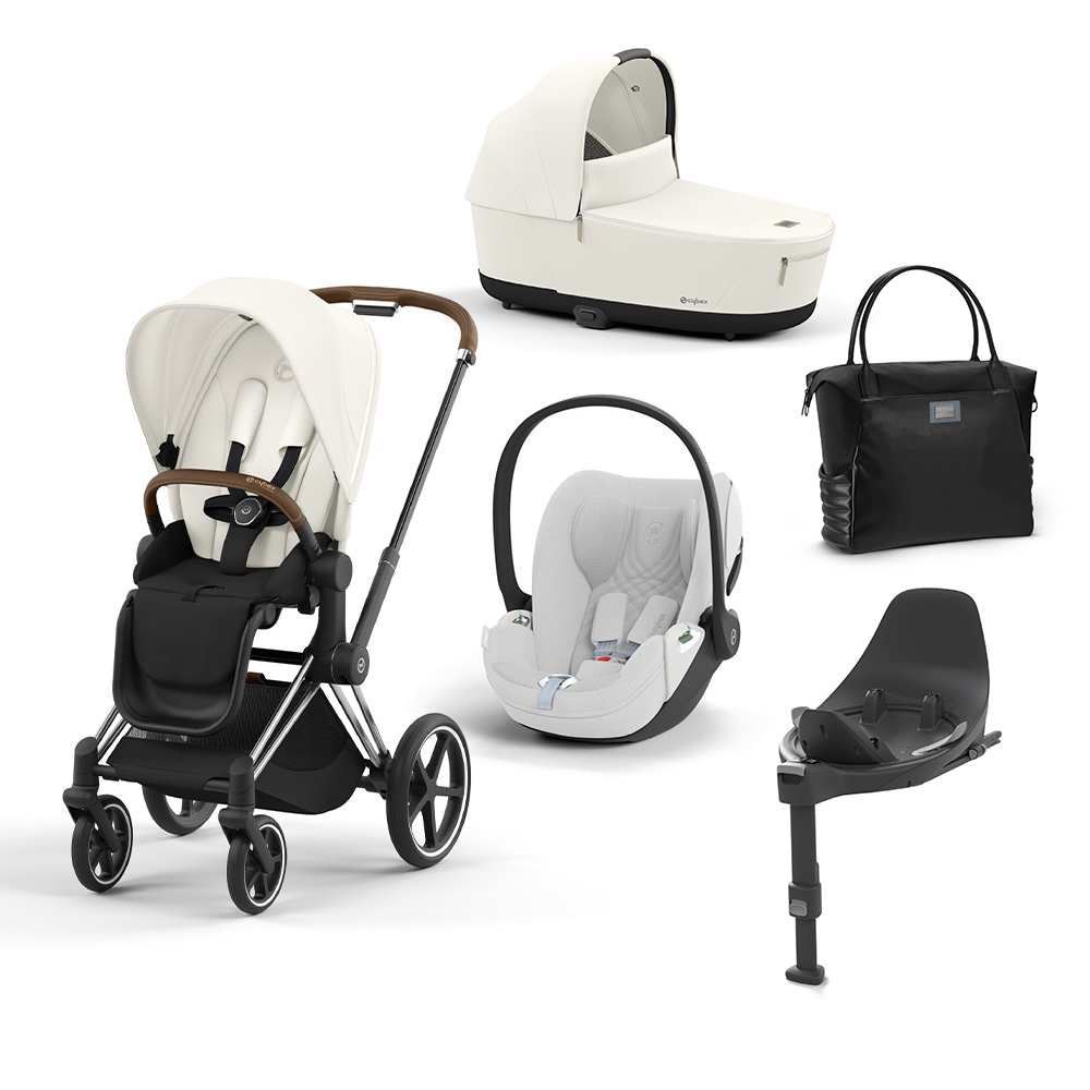 CYBEX PLATINUM - Trio Priam con Telaio Chrome Brown Off White e Base T + Borsa (OMAGGIO)