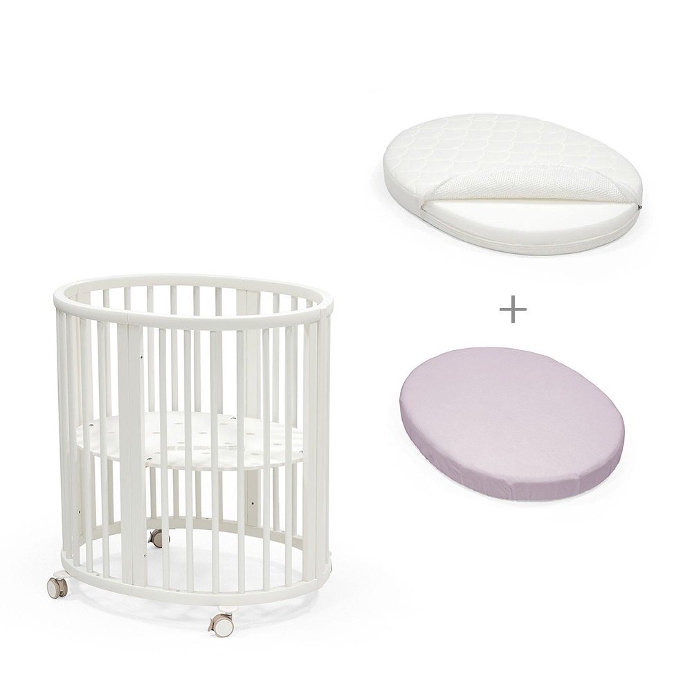 STOKKE - Pack Culla Sleepi Mini White con Materasso e Lenzuolo