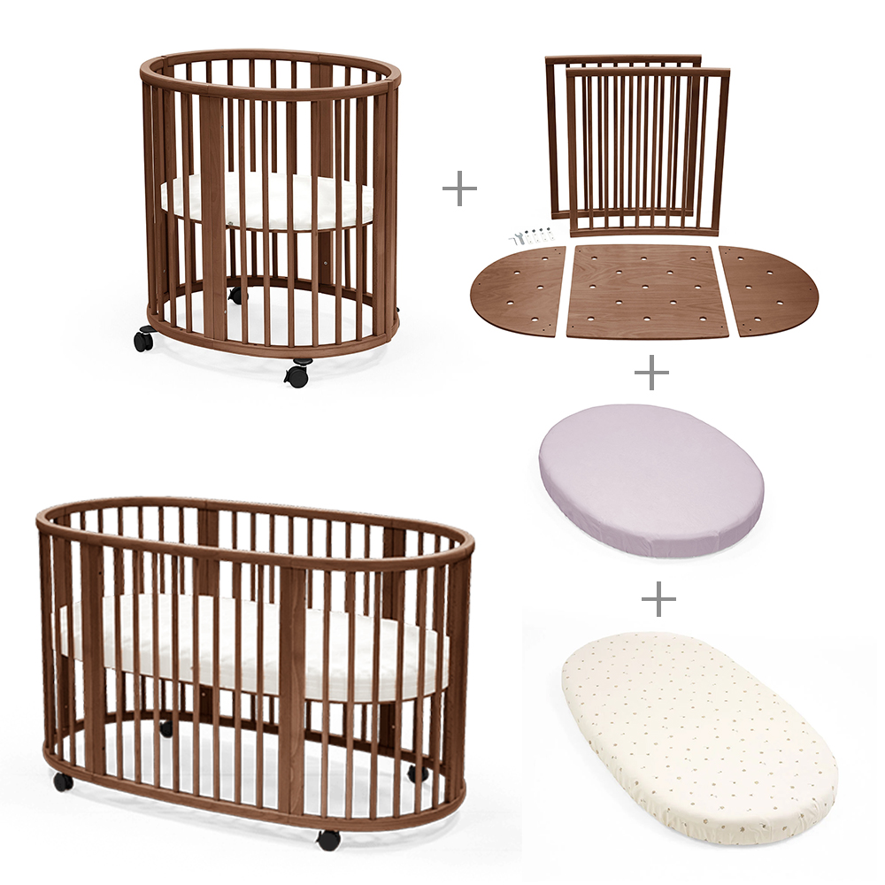 STOKKE - Pack Culla Mini Warm Brown + Kit Estensione + Materasso Mini & Sleepi + Lenzuolo Mini e Sleepi