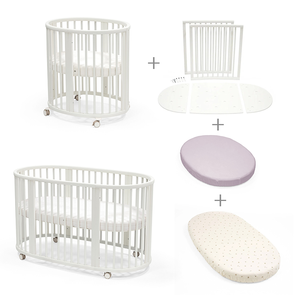 STOKKE – Pack Culla Mini White + Kit Estensione + Materasso Mini & Sleepi + Lenzuolo Mini e Sleepi