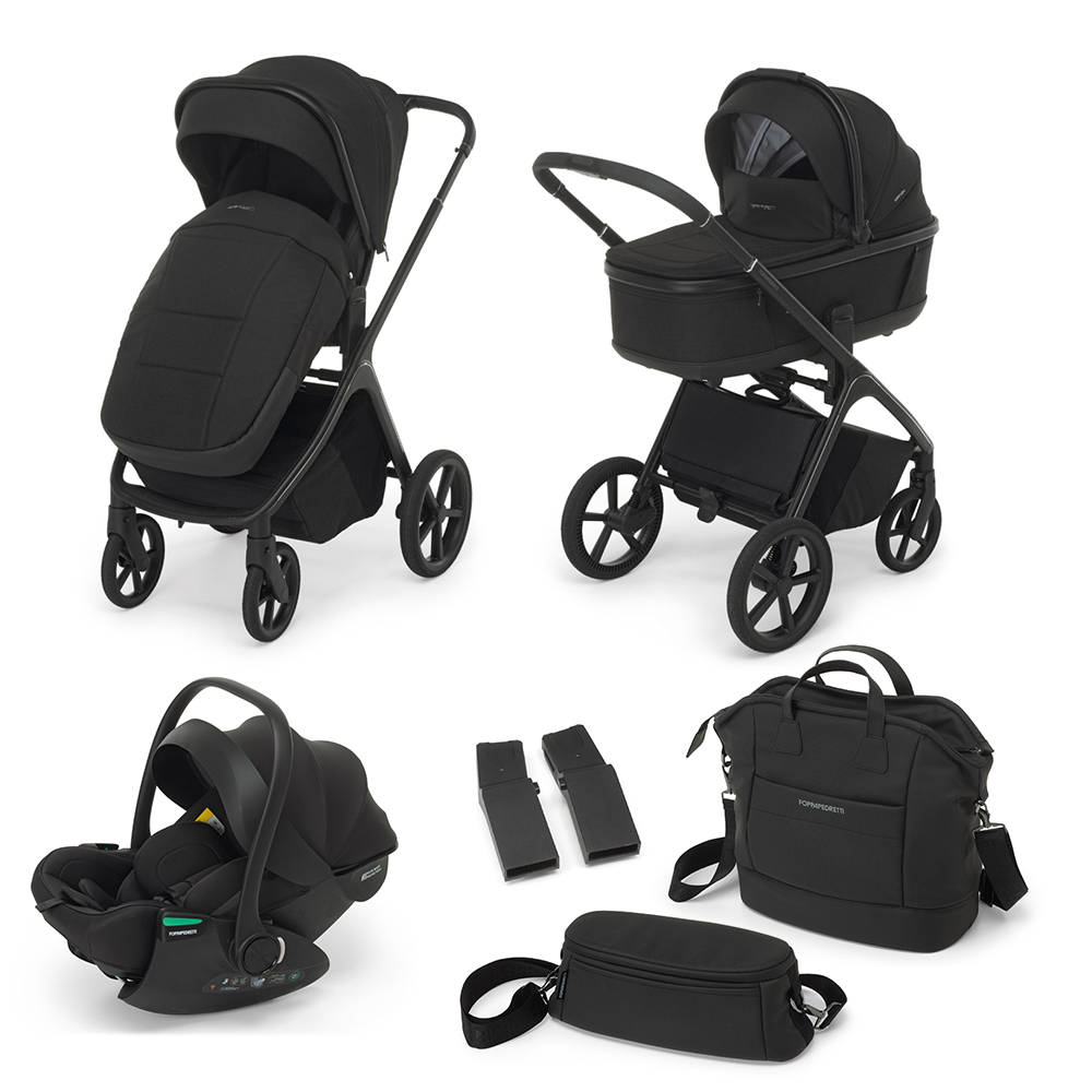 FOPPAPEDRETTI – Trio Commander Onyx Black con Seggiolino Auto Disk Infant Rekline I-Size