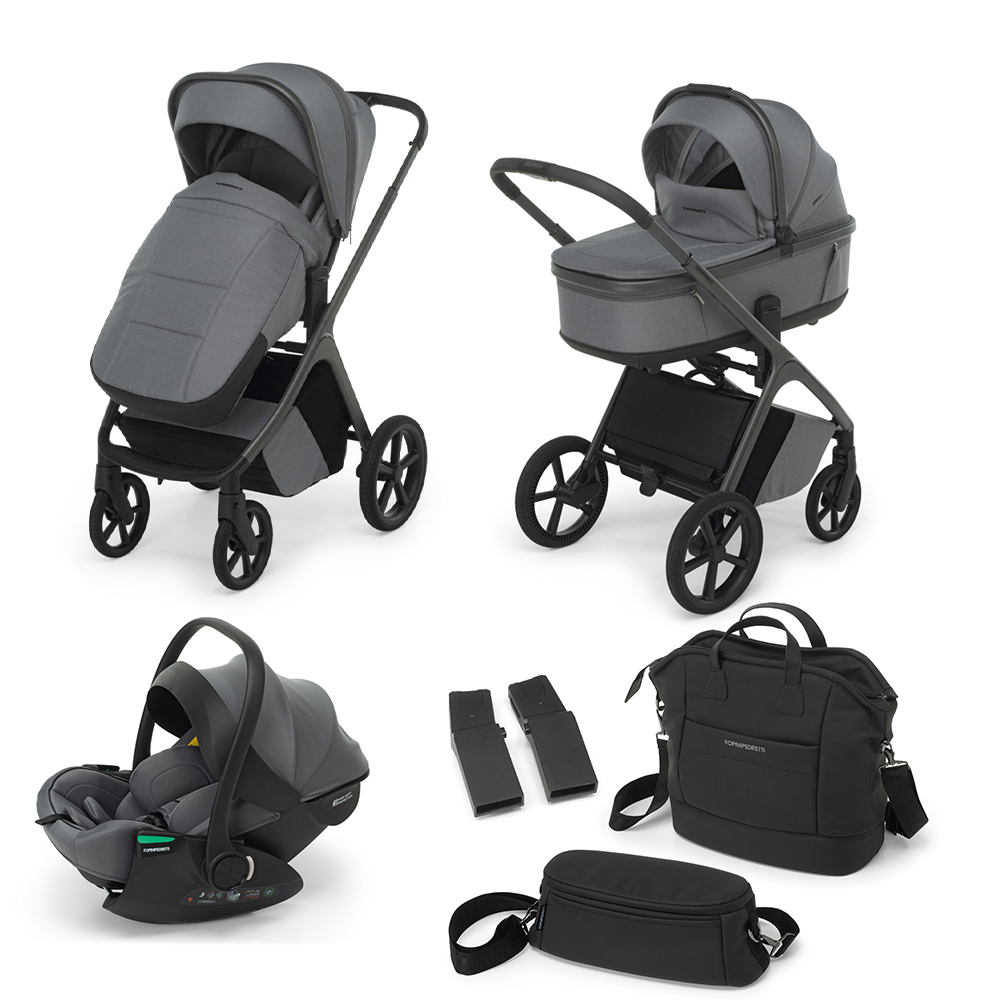 FOPPAPEDRETTI - Trio Commander Steel Grey con Seggiolino Auto Disk Infant Rekline I-Size