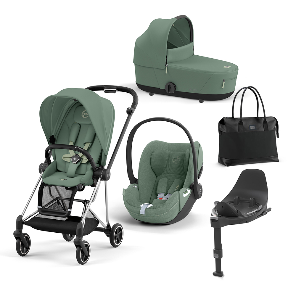 CYBEX PLATINUM - Trio Mios Leaf Green con Telaio Chrome Black e Base T + Borsa (OMAGGIO)