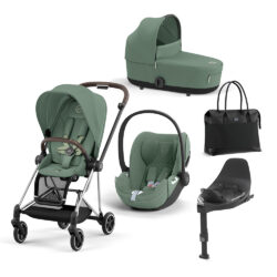 CYBEX PLATINUM - Trio Mios Leaf Green Con Telaio Chrome Brown e Base T + Borsa (OMAGGIO)