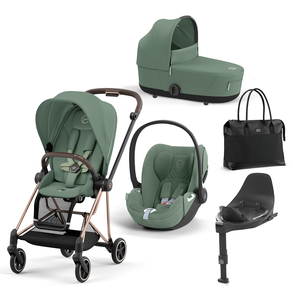 CYBEX PLATINUM - Trio Mios Leaf Green con Telaio Rosegold e Base T + Borsa (OMAGGIO)