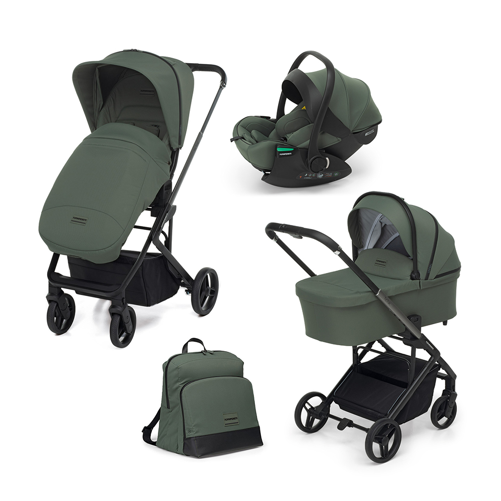 FOPPAPEDRETTI – Trio Tic Toc Olive con Seggiolino Auto Disk Infant Rekline + Borsa e Coprigambe OMAGGIO
