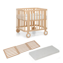 FOPPAPEDRETTI - Culla Evo Naturale + Kit Estensione e Materasso 70 x142